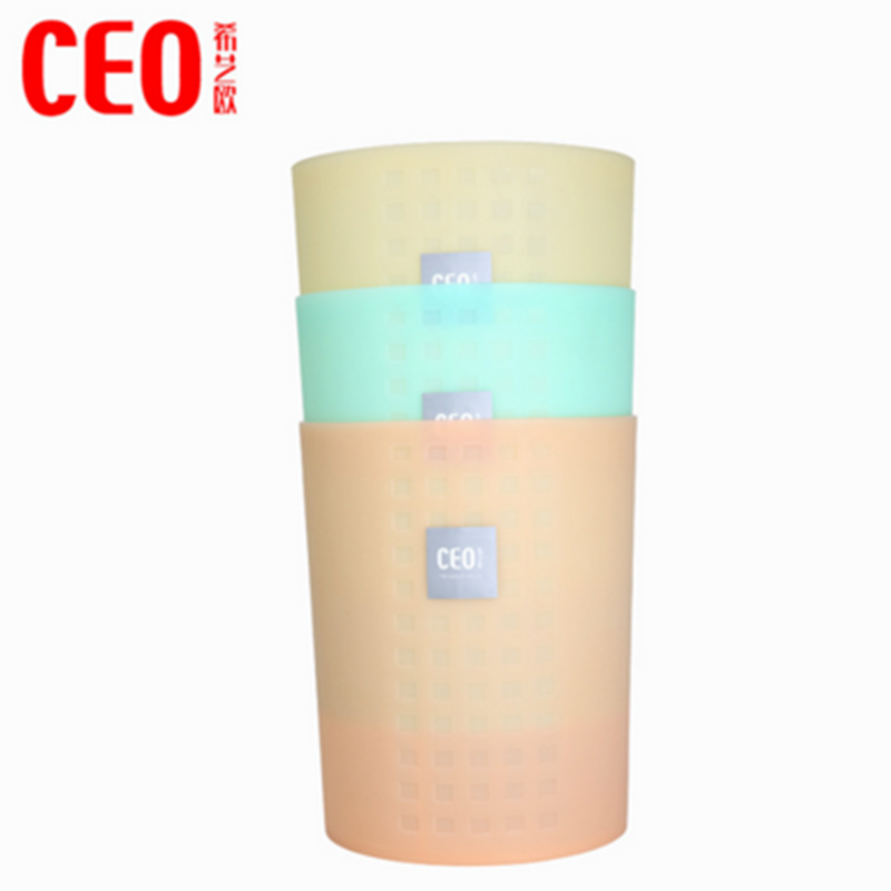 CEO-6818如玉竖纹垃圾桶收纳杂物储物桶塑料加厚水桶废纸篓高清大图