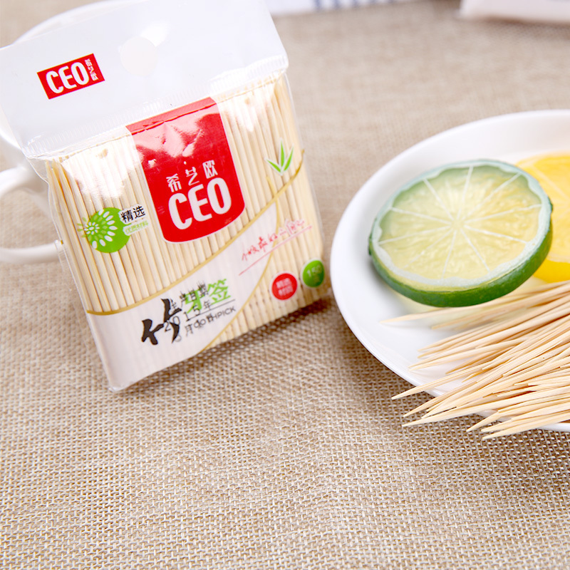 Y111希艺欧牙签竹子单头一次性儿童水果叉家用便携式小包散装150支