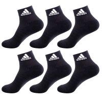adidas 阿迪达斯 羽毛球袜子男 女毛巾底运动袜 黑色六双装