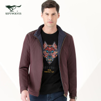 Q七匹狼棉服秋冬时尚休闲短款棉衣男士立领双面棉衣外套男