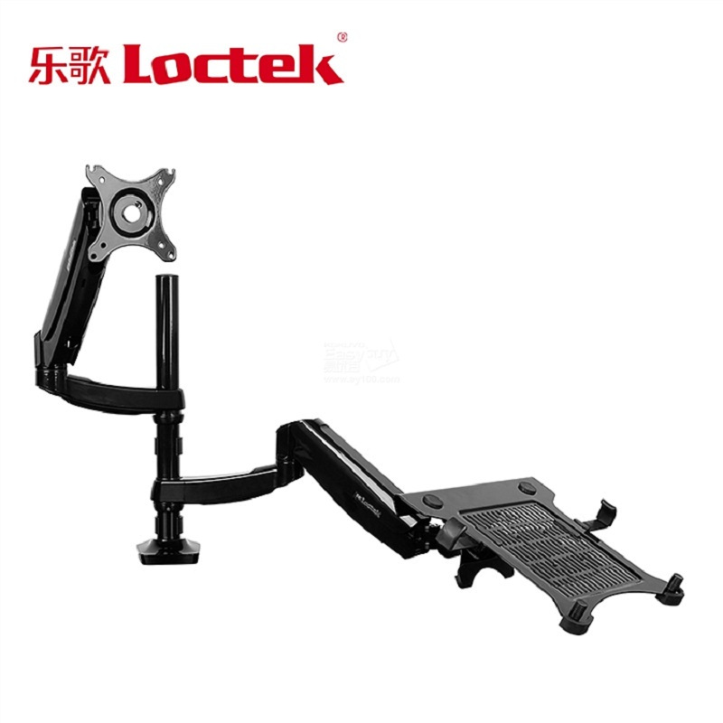 Loctek 乐歌 Q5F2 桌面 万向旋转底 伸缩壁挂架 航空级铝材笔记本支架显示器支架 二合一支架 双屏支架