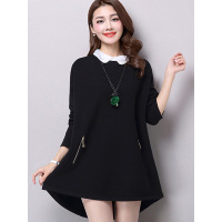 丝柏舍针织衫女套头毛衣2017娃娃领甜美宽松a字针织衫宽松打底衫046587