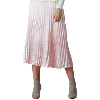 赏色SHANGSE桑蚕丝亮面百褶裙半身长裙 1B2017V113