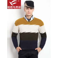 红豆相思鸟男装秋冬新品商务休闲简约舒适保暖男士针织加绒假两件毛衫