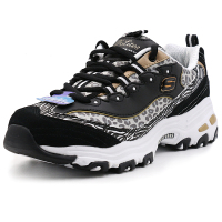 Skechers斯凯奇D'lites熊猫鞋防滑运动鞋豹纹耐磨跑步鞋99999833/BKGD