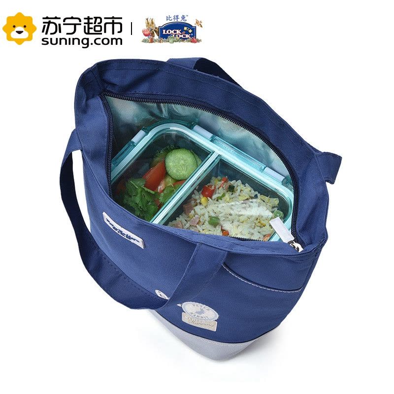 英国比得兔分隔玻璃饭盒全隔断微波炉耐热便当盒密封碗保鲜盒套装 蓝色分隔饭盒图片