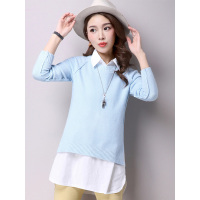 丝柏舍2017秋冬新款女装圆领针织套头衫搭白色无袖内衬真两件套S61W0004