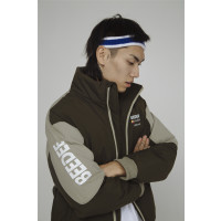 太子龙正品男装棉衣2017新款冬装复古运动街头拼色棉衣灰色