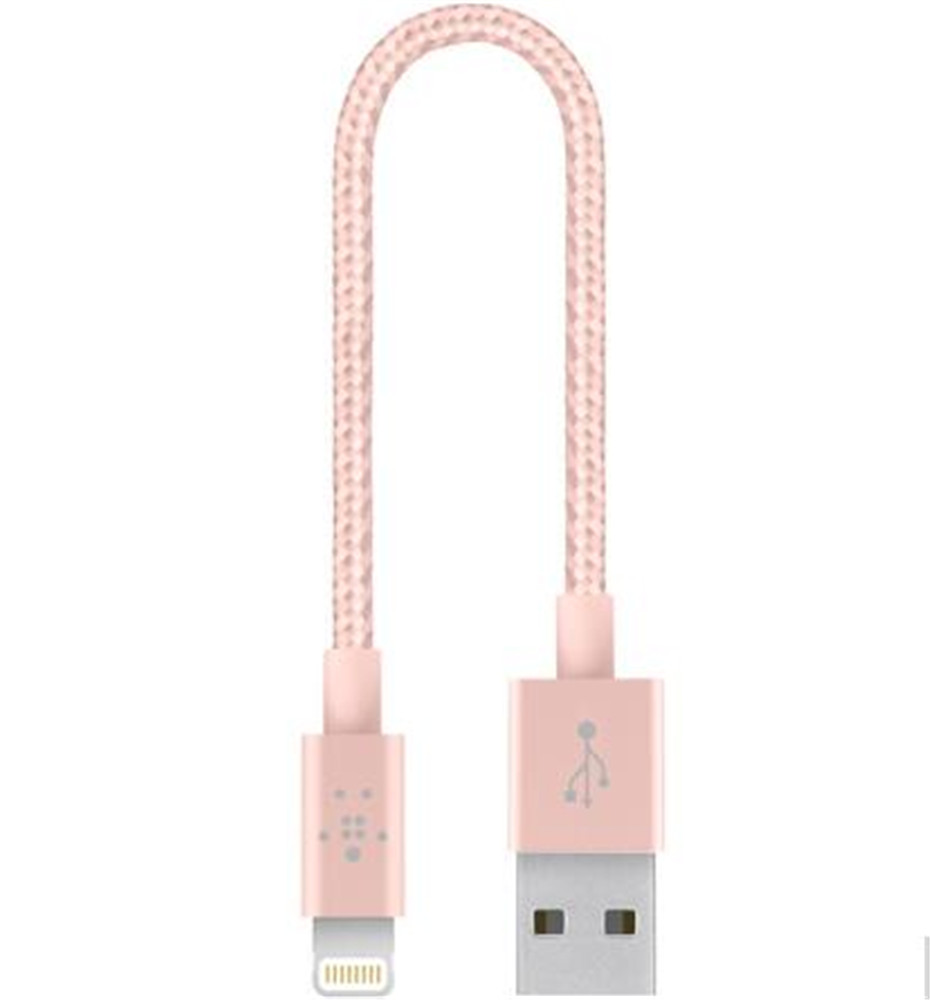 15厘米 Lightning 转 USB 金属质感连接线，玫瑰金