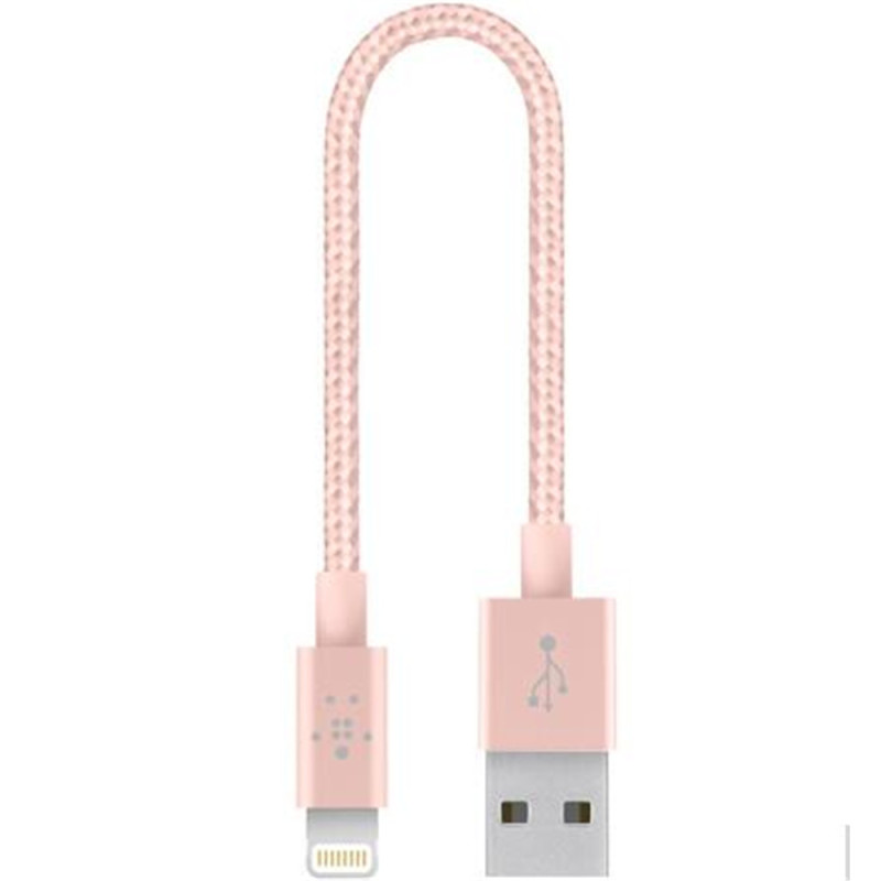 15厘米 Lightning 转 USB 金属质感连接线，玫瑰金