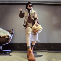 赛美意中款荷叶边半身裙 欧洲站2017秋冬新款优雅名媛淑女宽松显瘦半身裙S172h3049p0202