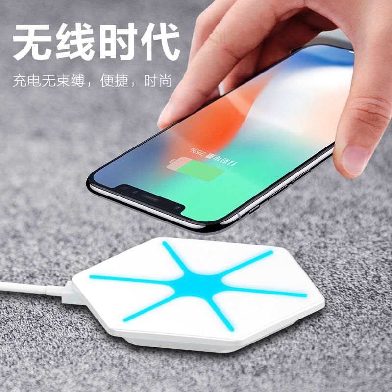 ESCASE 苹果X/8无线充电器 iPhoneX/8P手机快充 三星s8/S7edge/S6通用手机充电底座六边形白蓝图片