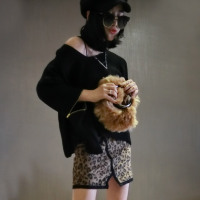 赛美意豹纹开叉短款半身裙 2017新品时尚性感豹纹修身韩版半身裙S172h2457p0205