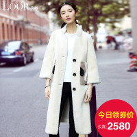 兰奥2017冬季新品羊剪绒皮毛一体长款外套海宁皮草真皮女装