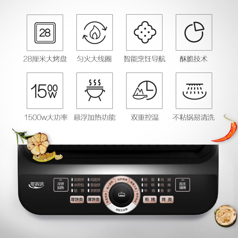 美的(Midea) 煎烤机 MC-W2828JC01 速脆技术 上下盘单独加热下盘可拆洗易清洗家用多用途功能煎烤机电饼铛