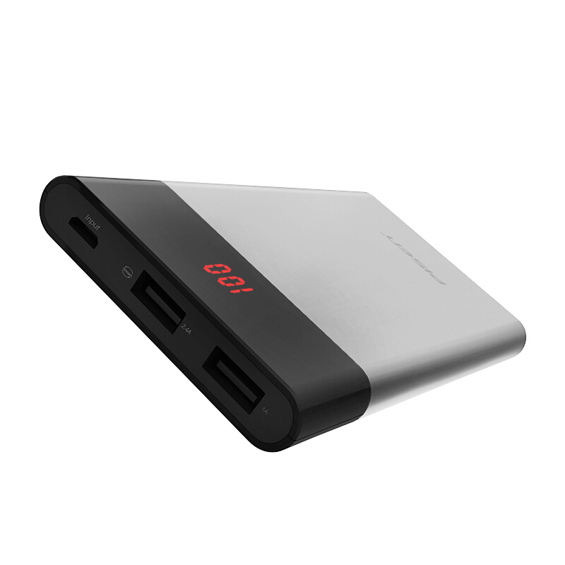 品胜LED薄彩2(10000mAh)移动电源白玉银