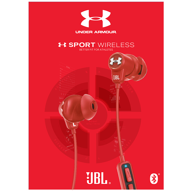 JBL Under Armour 1.5升级版安德玛 无线蓝牙运动耳机 入耳式线控 手机耳机/耳麦 红色