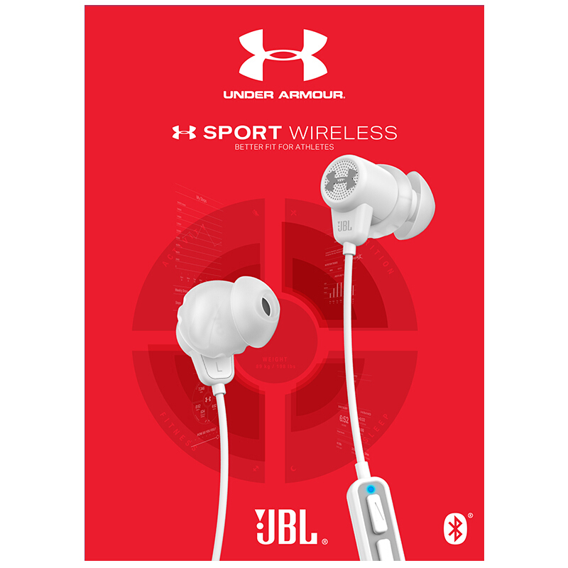 JBL Under Armour 1.5升级版安德玛 无线蓝牙运动耳机 入耳式线控 手机耳机/耳麦 白色