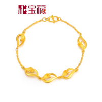 雅宝福 黄金手链 女士足金手链 相知相伴爱情手链情人节礼物