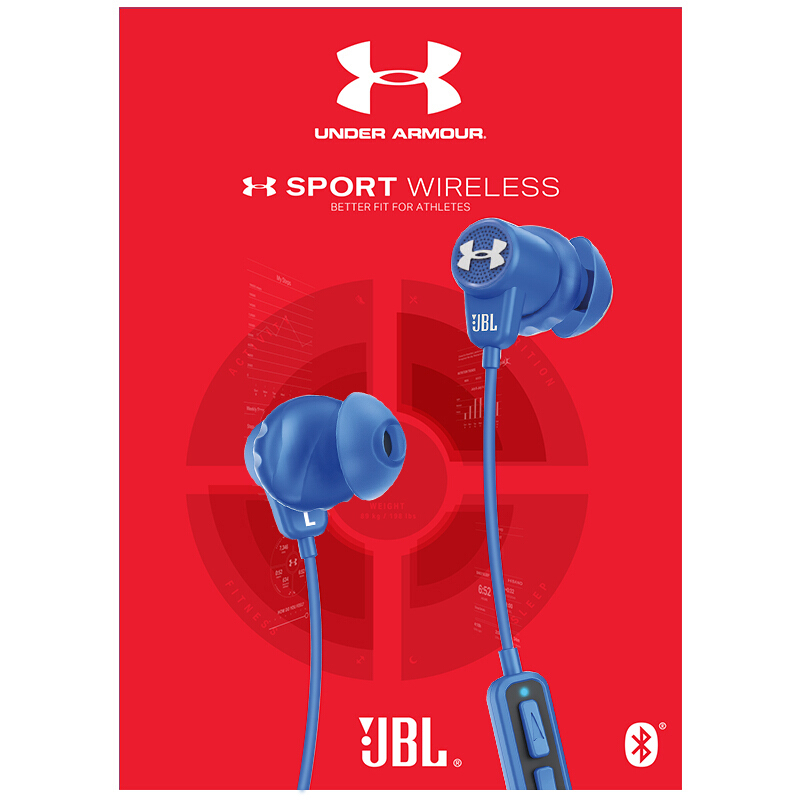 JBL Under Armour 1.5升级版安德玛 无线蓝牙运动耳机 入耳式线控 手机耳机/耳麦 蓝色