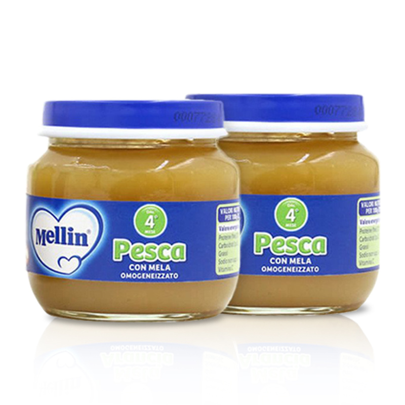 Mellin 美林 宝宝辅食桃子苹果泥 100克/罐 2罐装 意大利原装进口