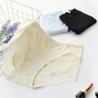 红豆居家蕾丝内裤女士蕾丝中腰三角裤三条装