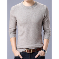 卡帝乐鳄鱼男士针织衫加厚2017新款纯色圆领毛衣保暖休闲打底衫男KBT6699
