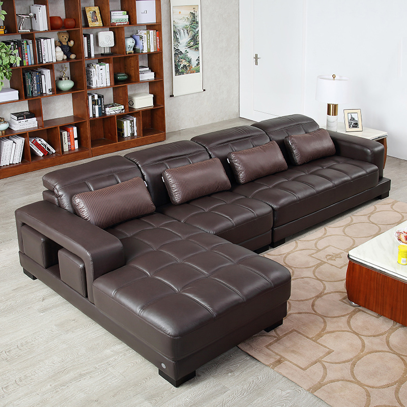 左右真皮沙发 简约现代客厅皮质家具组合转角储物功能皮艺沙发dzy2102