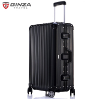 黑色25全铝镁合金时尚铝框拉杆箱万向轮商务金属旅行箱女登机行李箱