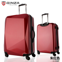 朱红色28钻石切割面拉杆箱万向轮 密码锁旅行箱登机箱 24寸行李箱