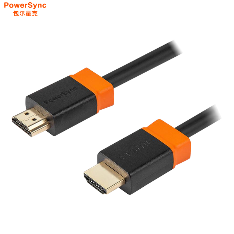 包尔星克(PowerSync)H2GBR0010系列 HDMI 高清视频线 连接线 黑配橘适用HDMI接口的设备