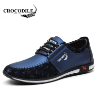 鳄鱼恤 CROCODILE 休闲鞋男士潮流平底板鞋系带拼接商务男鞋 WFX00372043