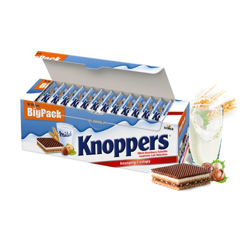 knoppers榛子巧克力威化饼干15包/盒 进口零食