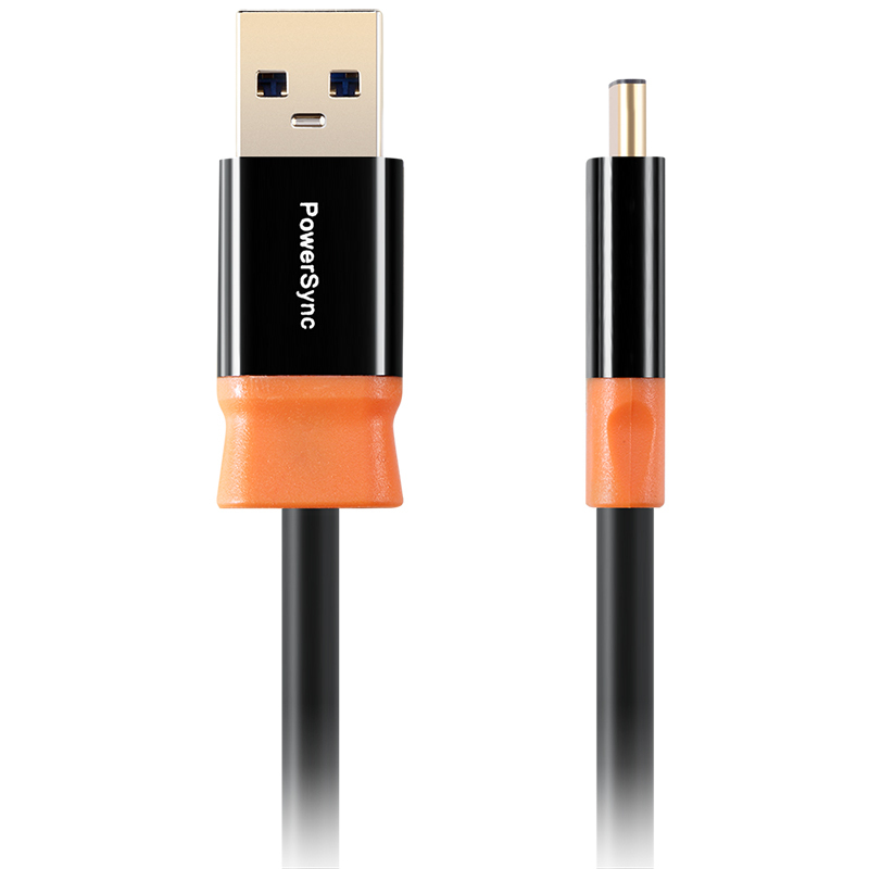 包尔星克PowerSync/ USB3.0公头对Type-C尊爵版数据传输线镀金接头高速传输稳定速率黑配橘