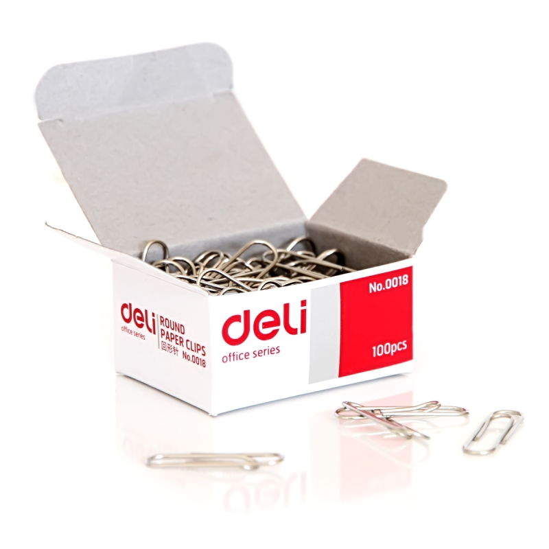 得力(Deli)0018回形针/曲别针 得力文具 办公文具装订用品回形针 29mm 100枚/盒