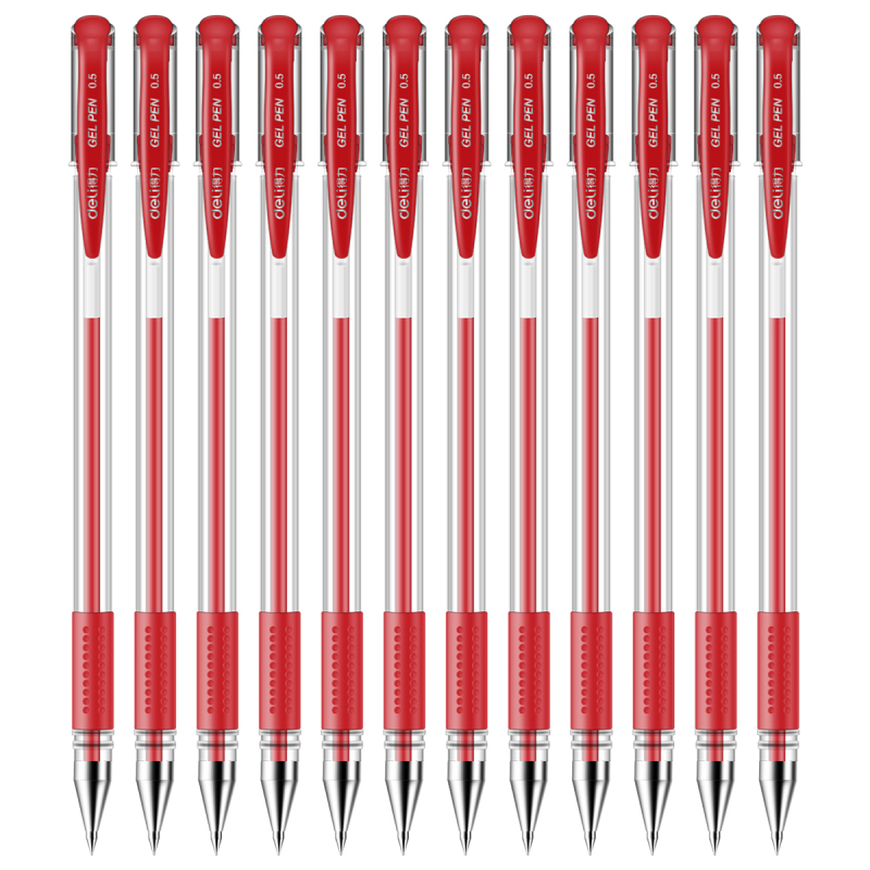 得力 6600ES 0.5mm中性笔 经典办公中性笔/水笔/签字笔 12支/盒 红色
