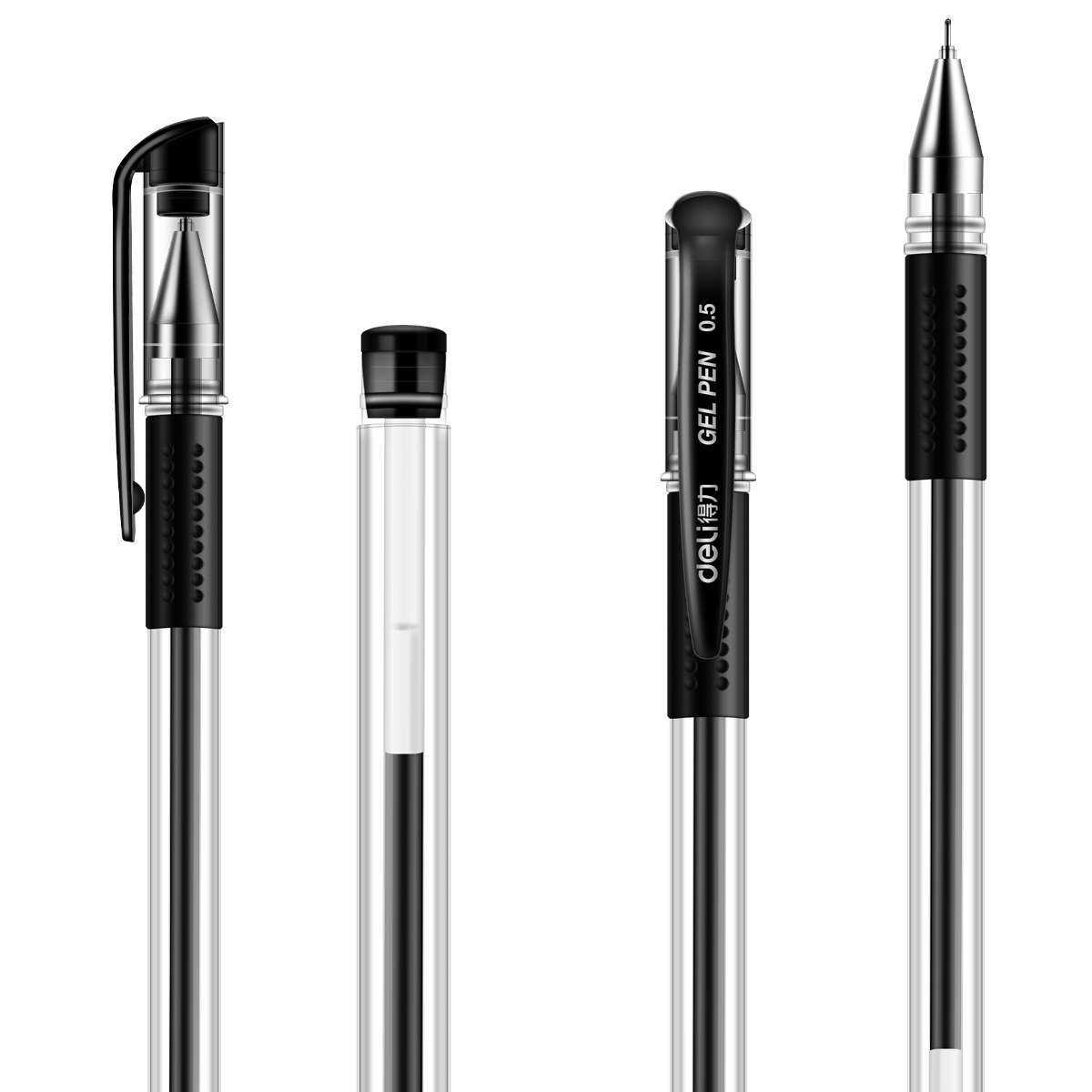 得力 6601 0.5mm中性笔 水笔 签字笔办公学生用笔 12支/盒 黑色