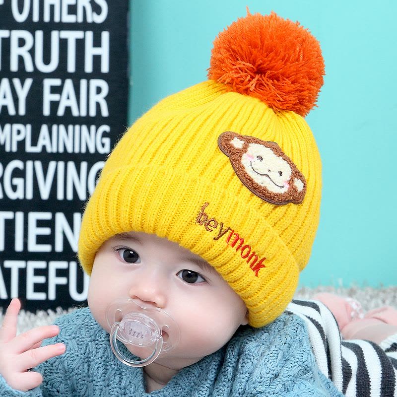 milky friends韩版冬季毛线帽BAOBAO猴儿童加绒毛线帽男女通用儿童护耳帽子宝宝帽子图片