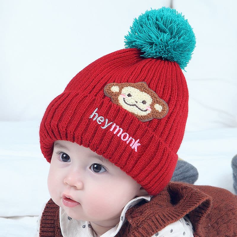 milky friends韩版冬季毛线帽BAOBAO猴儿童加绒毛线帽男女通用儿童护耳帽子宝宝帽子图片