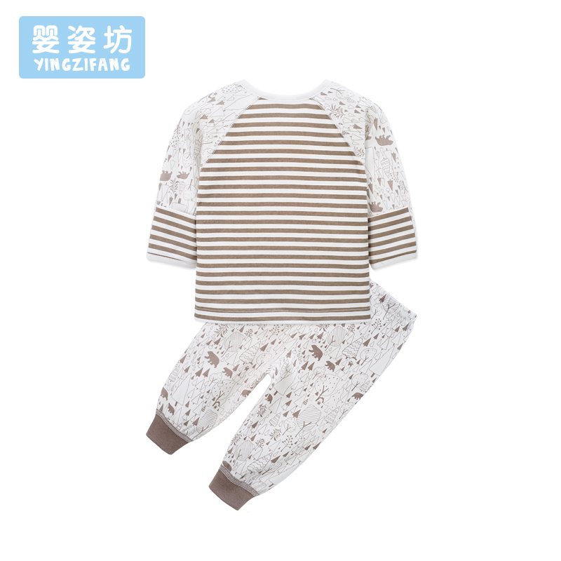 苏宁自营 婴姿坊男童和尚袍两件套米白 52-66cm 0-6个月