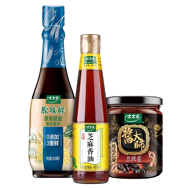 太太乐原味鲜蒸鱼豉油450ml 芝麻香油405ml 梅菜肉酱200g火锅蘸料家常