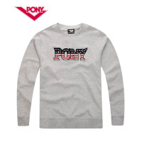 PONY春秋季透气休闲长袖纯棉男款上衣圆领运动休闲套衫