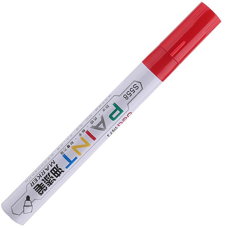 得力S558 油漆笔 油性补漆笔签到笔 黑色白色轮胎笔马克笔记号笔