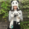 可爱卡通熊猫帽子围巾手套创意冬季保暖帽生日礼物女生连体围巾熊猫帽子围巾手套保暖四件套