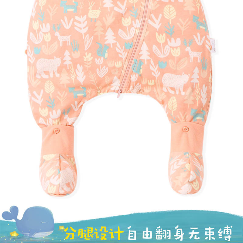 米乐鱼 儿童3段春秋分腿睡袋 可拆袖纯棉防踢被 6个月-6岁宝宝（沐光之林）