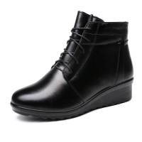 2017新款冬季真皮中老年保暖防滑妈妈棉鞋雪地靴女棉皮鞋代发