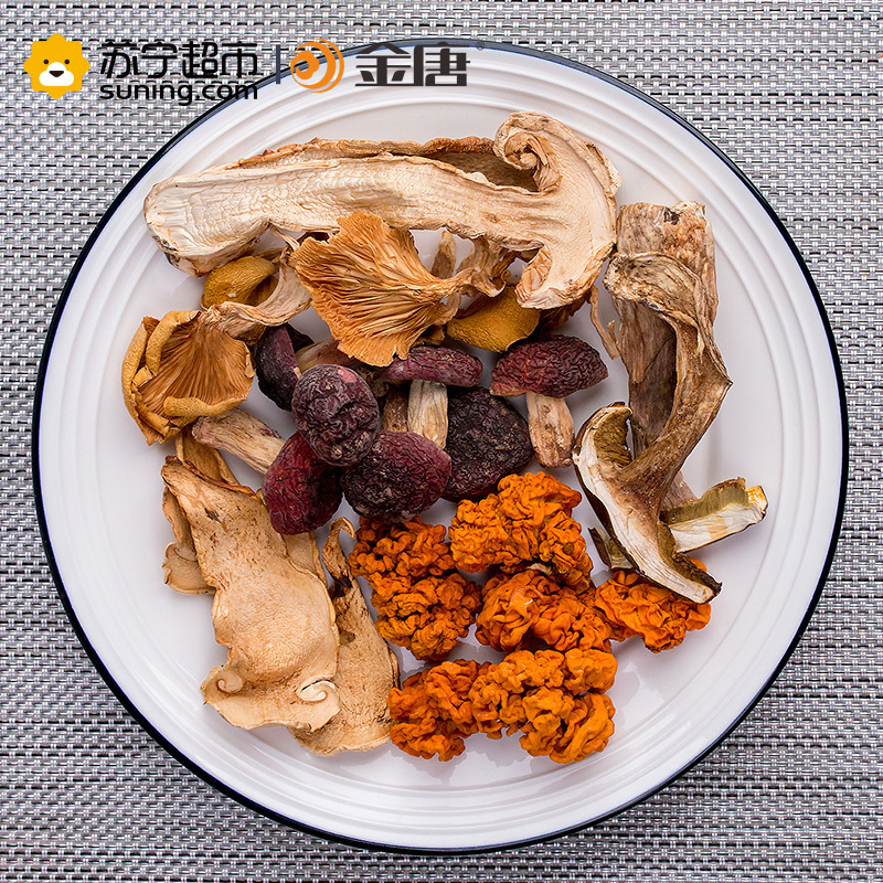 金唐(JinTang)菌临天下野生松茸老人头红菇牛肝菌金耳鸡油黄380g菌菇礼盒