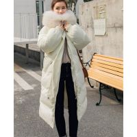 YEESUER 中长款棉衣棉服大毛领连帽罗口袖纯色可爱潮1