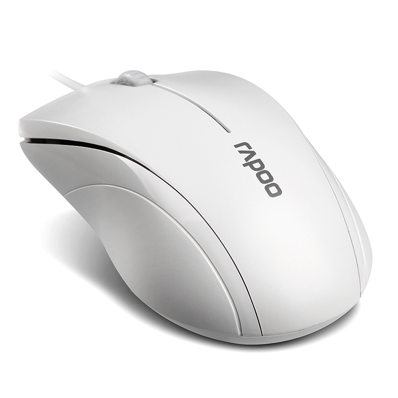 雷柏N1600(Rapoo)静音有线鼠标 电脑笔记本USB鼠标办公游戏家用 (白色)