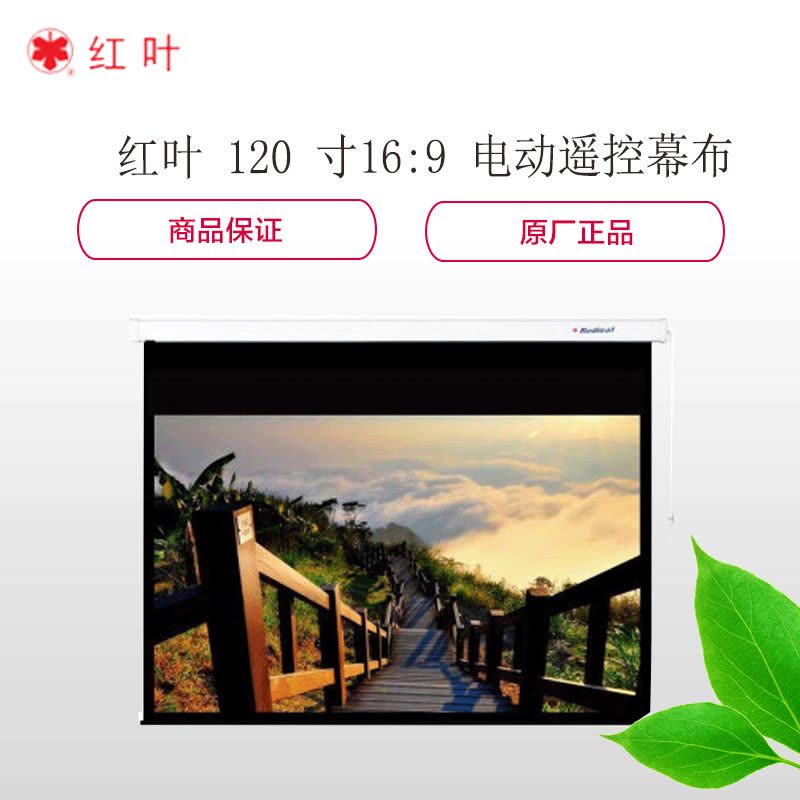 红叶 120 寸16:9 电动遥控幕布图片